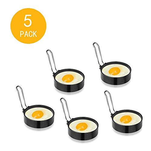 5 Pack Egg Rings, Stainless Steel Omelet Mold, Non Stick Round Egg Pancake