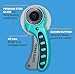 Premier Blades Rotary Cutter for Fabric - 45mm, Teal Ergonomic Soft Grip Handle with 5 Extra Blades - Heavy Duty Leather Cutting Tool & Paper Cutter