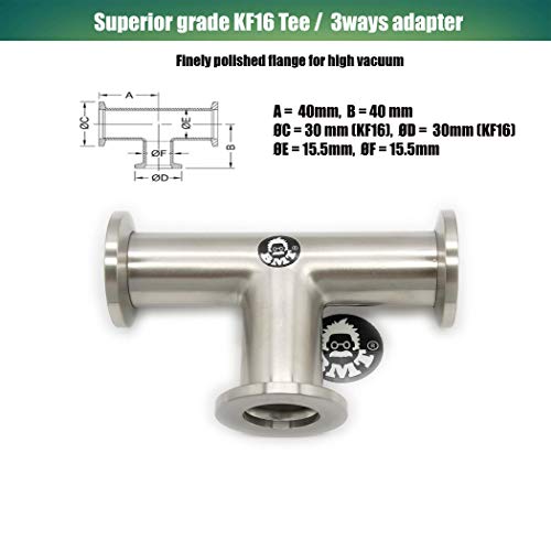 Image of bmotiontech superior Grade - ISO-KF KF16 KF25 KF40 Flange Equal TEE Fitting 3 Ways Vacuum (KF16 Equal TEE)