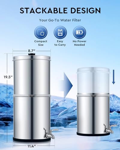 image for CO-Z Gravity-Fed Water Filter System, 2.25 Gallons Countertop Water Fi