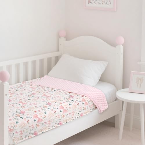 Image of GFU Baby Blanket for Boys and Girls, Soft Minky Infant Receiving Blanket with Dotted Backing Double Layer, Newborn Toddler Bed Blanket with Pink Flowers, 30 x 40 Inch