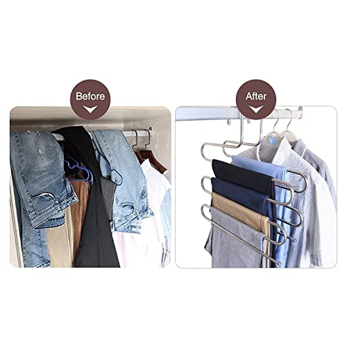 Clothes Hangers 4 Pack Multi Pants Hangers Rack For Closet Organization, S-Shape 5 Layer Clothes Hangers For Space Saving (Color : A, Size : 36X36Cm) #TOP3