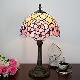 ERSTAUNLICHES DESIGN: Handgefertigte Tischlampe mit Tiffany-Glas und Rosendesign für einen Vintage- oder Landhaus-Look. Das Mineralöl, das wir dem Lampenschirm hinzugefügt haben, kann mit einem trockenen Tuch trockengewischt werden. Diese wunderschöne Zugangslampe aus der Mitte des Jahrhunderts passt perfekt für einen Nachttisch im Schlafzimmer.