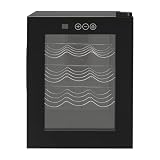 CLKAX Frigorifero per vino, 12 bottiglie, 32 l, porta in vetro LED, 12-18 °