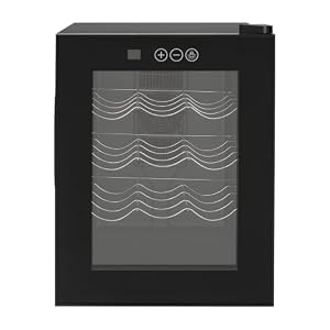 jiongcln Weinkühlschrank 12 Flaschen, 32 L Temperaturbereich 12°C-18°C Leiser Weinkühler, thermoelektrische Kühlung Getränkekühlschrank, LED-Beleuchtung