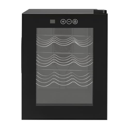 jiongcln Refroidisseur à vin 12 bouteilles, 32 l, plage de température 12 °C à 18 °C, refroidisseur à vin silencieux, refroidissement thermoélectrique, réfrigérateur à boissons, éclairage LED