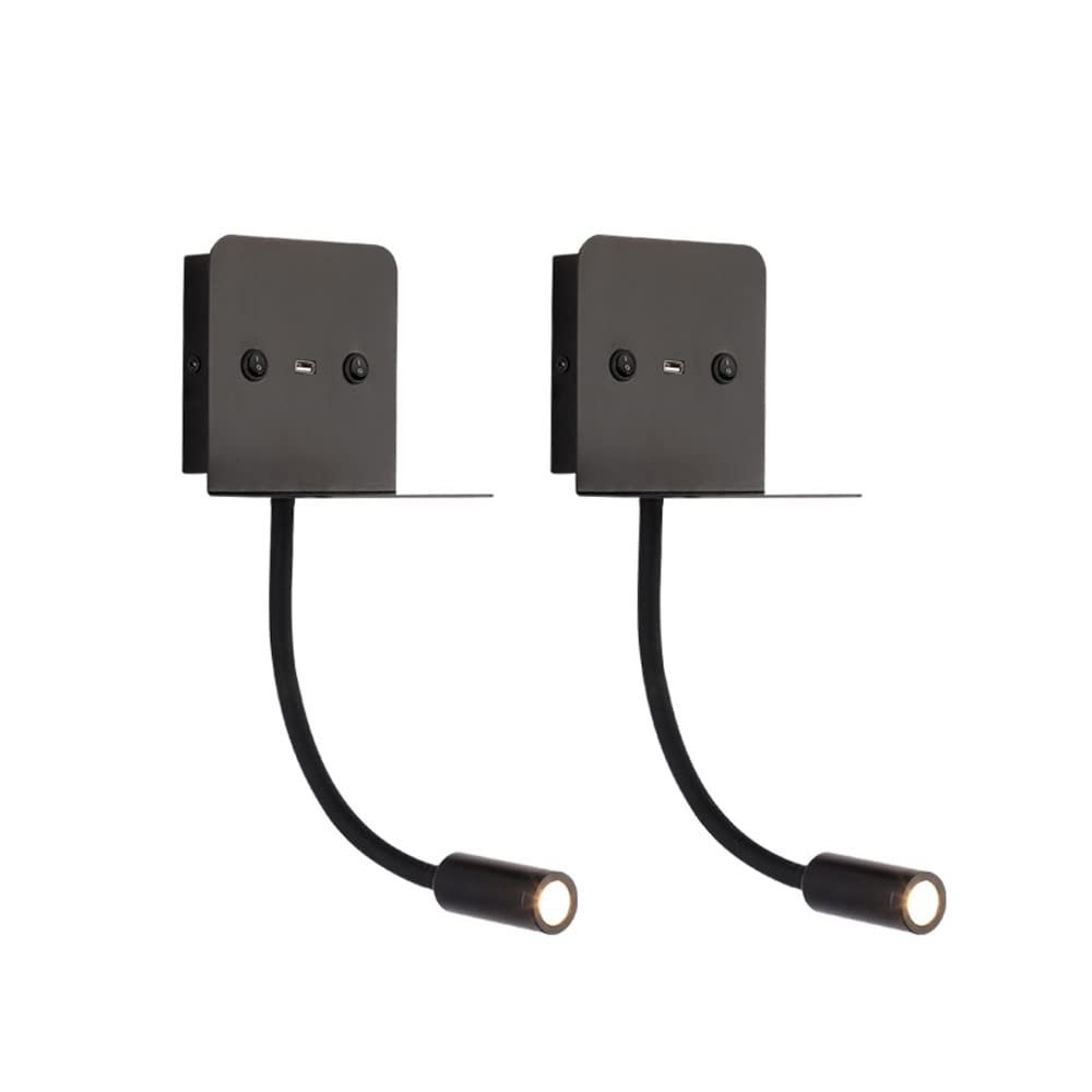 Lámpara de Pared, luz LED de Pared para Lectura de cabecera, lámpara de Pared Flexible, Puerto de Carga USB, lámparas de Lectura enfocadas para Cama, Luces de Pared Interiores para Dormitorio y e