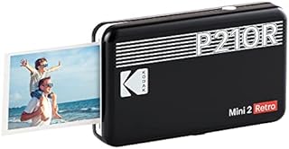 Kodak Mini 2 Retro 2.1x3.4” Portable Instant Photo Printer, Wireless Connection, Compatible with iOS, Android & Bluetooth, Real Photo, 4Pass Technology & Lamination Process, Premium Quality- Black
