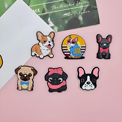 Entzückendes Bulldoggen-Schuhzubehör in verschiedenen Stilen – perfekt zum Dekorieren von Schuhen und Armbändern, ein Muss für Hundeliebhaber.