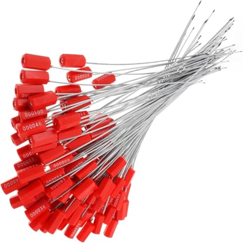 100 Piezas Precintos de Seguridad Metálicos Inviolables, Etiquetas de Seguridad Autoblocantes, Precintos para Contenedores, Precintos de Cable Numerados para Ropa Calzado Bolsas Logística Transporte