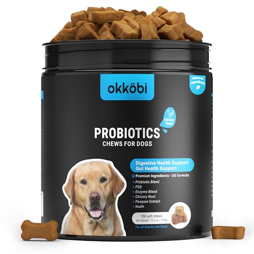 Probiotics for Dogs Chews 150PCs - Digestive Gut Health & Diarrhea Support - Probiotic Chews For Dogs - Vet approved US Formula with Dog Probiotics Enzymes & Natural Ingredients - Chicken