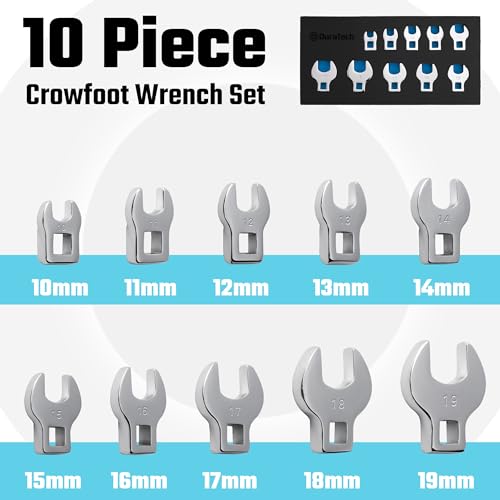 Image of DURATECH 10-Piece 3 /8 inch Drive Crowfoot Wrench Set, Metric, 10-19mm