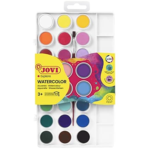 Acuarela Jovi 24 colores con estuche de plástico, pincel y paleta Cover