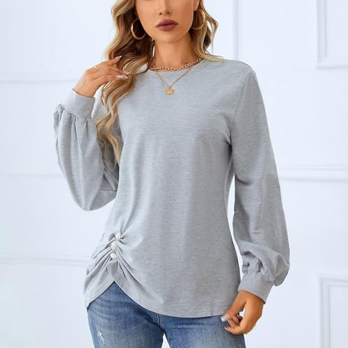 Camiseta Túnica Solta, Respirável e Leve, Manga Comprida, Gola Redonda, Cor Sólida, para Festa (XL)