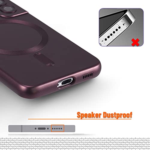 Image of Magnetic Silicone Samsung Galaxy S22 Plus Case - Slim Fit Anti-Scratch with Camera Protection, Compatible with MagSafe, Red