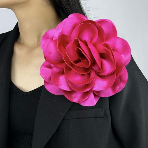 Image of Brooches for Women Large Light Blue Camellia Flower Denim Lapel Pins Wedding Party Promance Dance Dress Clothes Costume Jewelry Christmas Stocking Stuffers