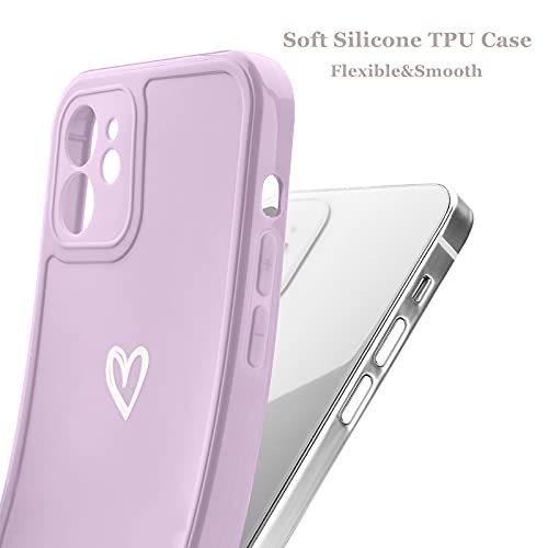 Micoden Compatible with iPhone 12 Case Girl Silicone Protective Bumper Love Heart Pattern Cute for iPhone 12 Phone Cases Purple Micoden Compatible with iPhone 12 Case Girl Silicone Protective Bumper Love Heart Pattern Cute for iPhone 12 Phone Cases Purple