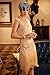 BABEYOND Women's Flapper Dresses 1920s V Neck Beaded Fringed Great Gatsby Dress Beige