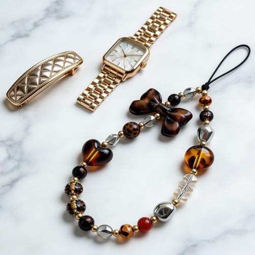 Image of Cute Beaded Camera Wrist Strap for Phone, Digital Camera Charm Lanyard, Pearl Beaded Chain for Bag Keychain Gift
