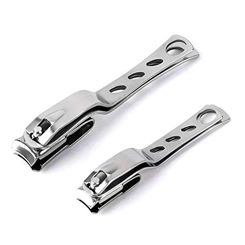 Nagelknipser, Nagelknipser for Erwachsene, Edelstahl, silberfarbener Nagelknipser, 9,5 cm, 360 Grad drehbarer Nagelknipser aus Edelstahl