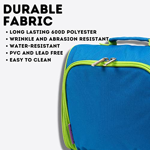 Image of J World New York Casey Kids Lunch Bag. Cute Insulated Lunch-Box for Boys Girls, Blue, 9.5 X 10 X 3.5 inch (H X W X D) inch