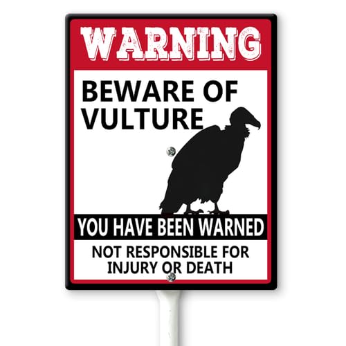 Ymaotrade Beware of Vulture Yard Sign with Stakes 4.6×6inch, Sturdy Aluminum Yard Signs Rust Free, Vintage Metal Warning Signs About Vulture Activity Areas for Outdoor Grass Lawn Yards