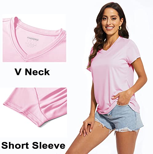 EKLENTSON Women's Short Sleeve T Shirts V-Neck UV Protection UPF 50+ Shirts Quick Dry Lightweight Summer Running Top - Image 4