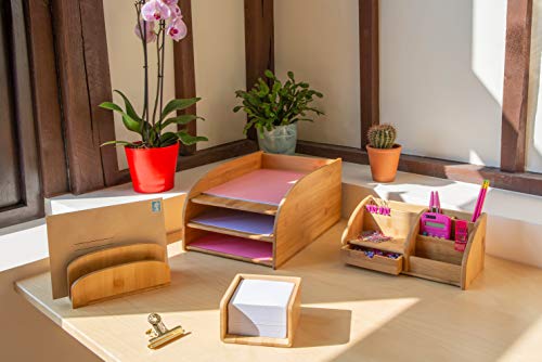 OSCO BAM-3TT Bamboe Drie Lagen Brievenbak, Hout Bruin, 175 x 245 x 375 mm - Afbeelding 8