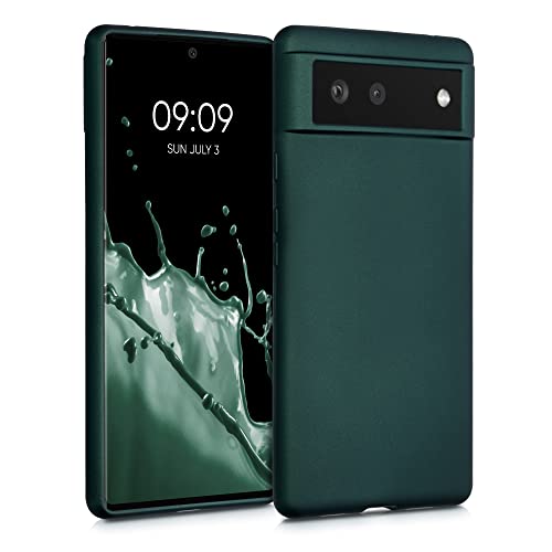 kwmobile Funda para Google Pixel 6 Carcasa - Case TPU y Silicona Ultrafino - Antigolpes con Bordes elevados - Apto Carga inalámbrica - petróleo Metalizado