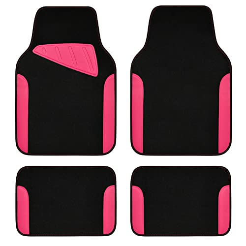 Car-Pass Waterproof Universal Fit Car Floor Mats, Car Mats Fit For Suv,Vans,Sedans, Trucks,Set Of 4Pcs Car Carpet With Driver Heel Pad And Nibs Backing(Hot Pink #TOP6