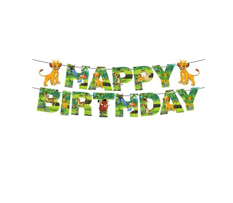 Damoff Lion King Birthday Banner, Multicolor Cotton, Polyester, Banner