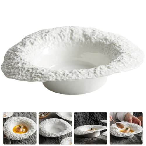 Assiette Creuse à Pâtes en Céramique 25 cm Décor Roche pour Soupe Cuisine - 8