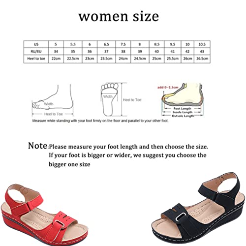 Womens Soft Sole Wedge Sandals with Arch Support Massage Adjustable Buckle Summer Hollow Out Roman Round Toe Platform Slippers2
