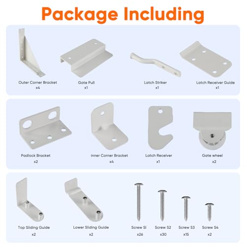 Hoeine Sliding Gate Hardware Kit - Heavy Duty Rolling Gate Hardware Kit for Wooden Fence, Anti-Sag Design with Smooth Wheels, Easy DIY Installation for Porch, Pool, Barn Deck Gate (White) - Thumbnail 2