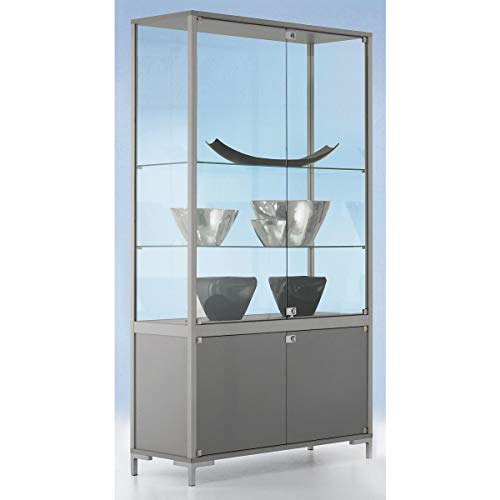 BST LINK Staufachvitrine - Verglasung 4-seitig, mit Unterschrank - HxBxT 1860 x 1500 x 400 mm - Glasschrank Glasschränke… – Bild 4