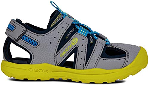 Geox VANIETT Boy J925XA Jungen Trekking Sandalen,Kinder Outdoor-Sandale,Sport-Sandale,geschlossener Zehenbereich,Grey/Lime,32