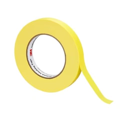 Miniatura 4 de 3M Cinta adhesiva amarilla de acabado automotriz, 0.709 in x 180.4 ft, caja de 48 rollos – Adhesivo de alto rendimiento para enmascarar y reacabado