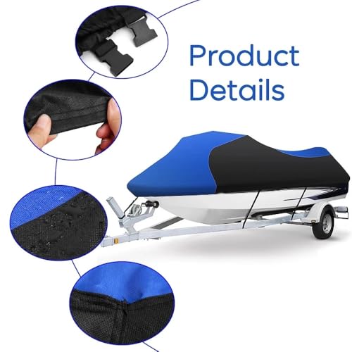 Miniatura 6 de Funda Para Barco Funda Impermeable 210d Para Remolque De Moto Acuática O Barco A Motor, Funda Duradera De Tela Oxford Para Remolque Accesorios Del Barco 3.8x2.6m Black Blue