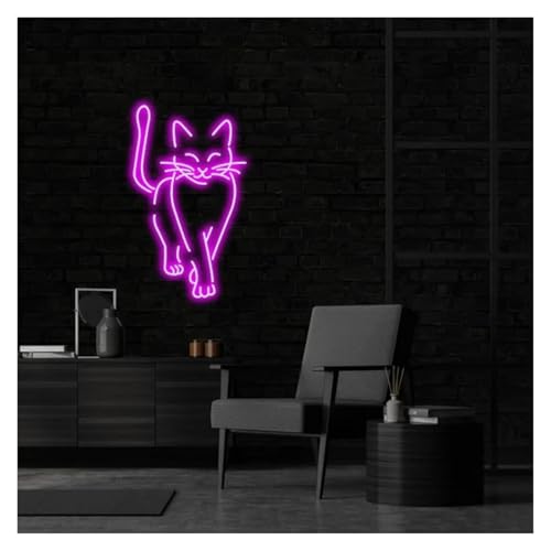 Néon chat mignon LED 38x22cm avec intensité réglable pour décoration murale