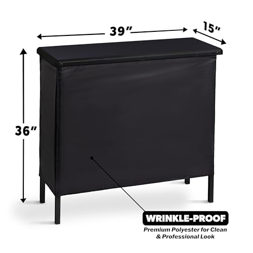 Image of GoBar Portable Bar Table for Events - Pop Up Mobile Bartending Station with Travel Carrying Case - 3 Skirts