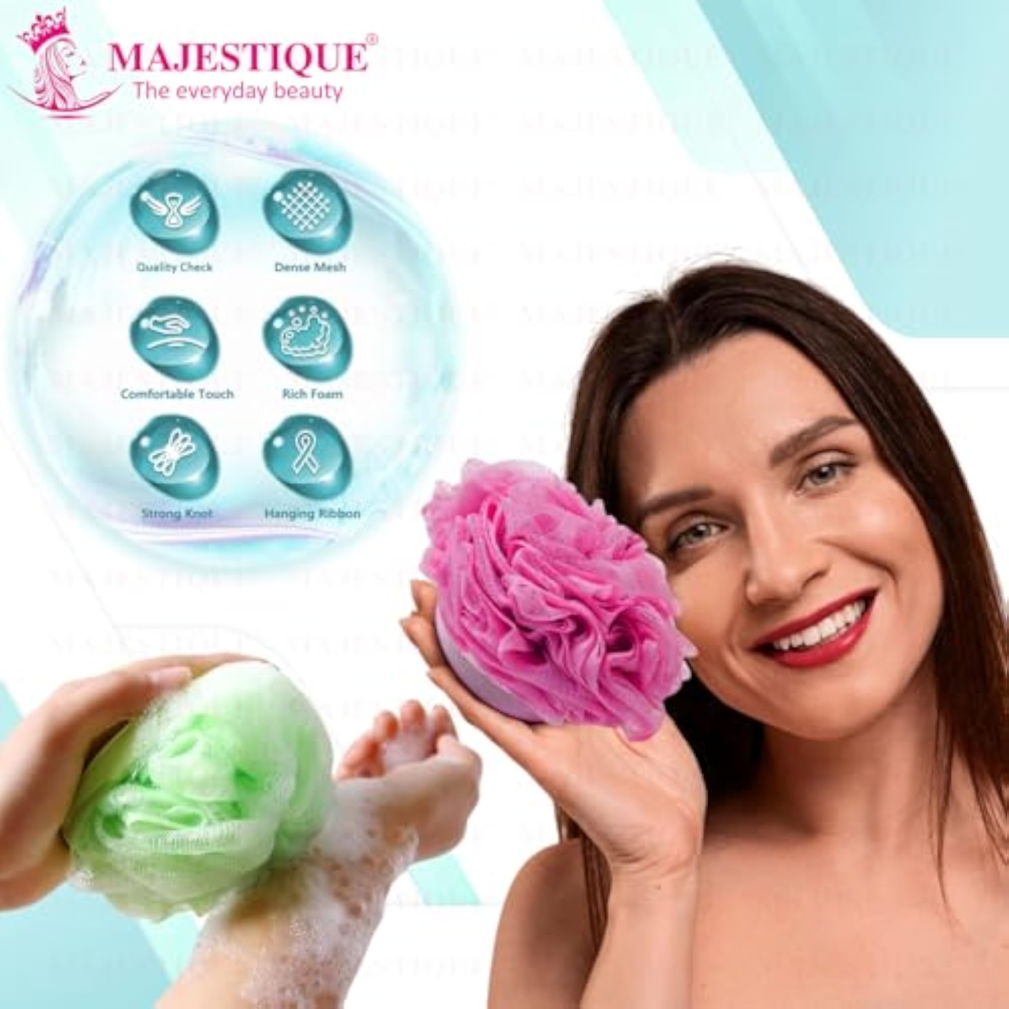 Hand-Held Loofah with Easy Grip Handle, Gentle Exfoliating Sponge