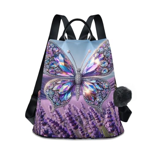 Mochila para mujer casual ligera con diseño de lavanda floral 1