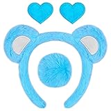 GkgWuxf Diadema de orejas de oso – Accesorios unisex de felpa para fotos con broche en forma de corazón – Juego de diadema de orejas de oso | para uso diario, interior, exterior, hogar, vacaciones