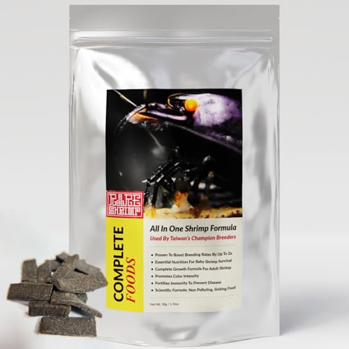 Professional Shrimp Food, All Natural Premium Ingredients, High Protein, Rich in Vitamins for Crystal Shrimp, Caridina, Neocaridina, Ornamental, Taiwan Breeder Foods Formula (50g)