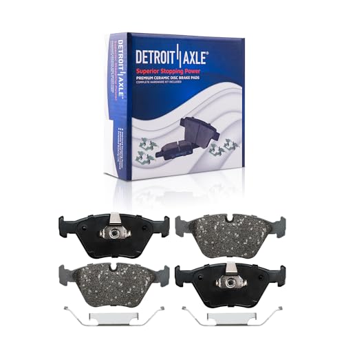 Image of Detroit Axle - Brake Kit for 2004 2005 2006 2007 2008 2009 2010 BMW X3 Drilled & Slotted Disc Brake Rotors Ceramic Brakes Pads w /Hardware Front & Rear Replacement