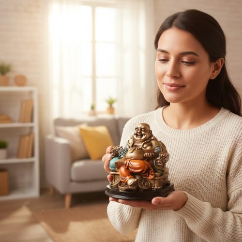 Image of ZAICUS Laughing Buddha Statue for Home Decor & Office Table Lucky Buddha | Feng Shui Showpiece for Wealth, Prosperity & Good Luck | Decorative Idol for Living Room, Desk & Gift Purpose