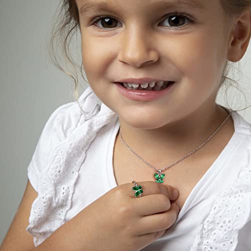 Bestyle Flying Butterfly Rings For Women Teen Girls - Sterling Silver Green Emerald Rings May Birthtone Animal Butterflies Adjustables Silver Band Ring Crystal Birthday Mothers' Day Jewelry Gifts #TOP4