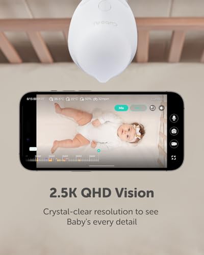 Miniatura 4 de Cu Boai Cuboai Smart Baby Monitor 3 With Floor Stand, 2.5k Qhd Night Vision Wifi Camera, 2-Way Audio, Temperature Humidity Sensor, Lullabies, Sleep Safety Alerts For Covered Face, App Control