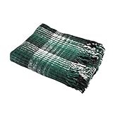 Hugger Mugger Recycled Plaid Yoga Blanket - Green - Use as a Yoga Prop, Made From Recycled Materials, Very Soft, Supportive, Extra Thick, Warm and Cozy