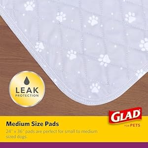 GLAD-for-Pets-Washable-Training-Pads-Medium-Size-24x36-6-Pack-Gray-with-Paw-Prints-Re-usable-Cloth-Dog-Training-Pads-with-3-Layers-of-Leak-Protection-and-No-Slip-Grip-Vinyl-Bottom - Cucciolini Doodles   GLAD-for-Pets-Washable-Training-Pads-Medium-Size-24x36-6-Pack-Gray-with-Paw-Prints-Re-usable-Cloth-Dog-Training-Pads-with-3-Layers-of-Leak-Protection-and-No-Slip-Grip-Vinyl-Bottom